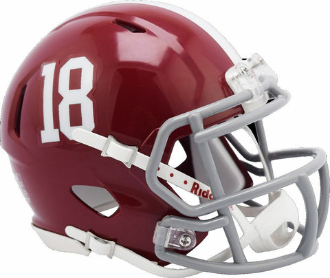 alabama white football helmets Alabama Crimson Tide #18 Riddell Speed Mini Helmet – SPORTSCRACK