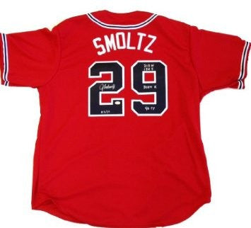 John Smoltz Autographed/Signed Official Majestic Jersey Career Statistics Limited Edition Of 29