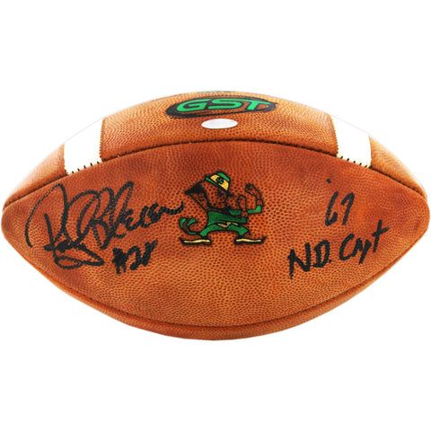 Rocky Bleier Signed Notre Dame Game Model Football w/ "67 ND Capt" inscription