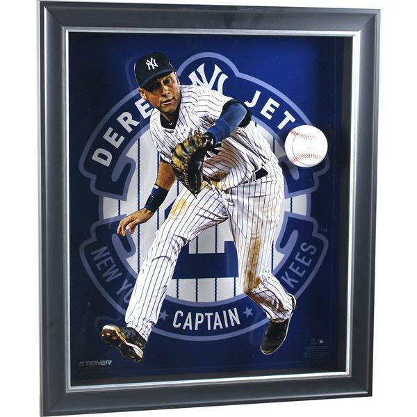 Derek Jeter Pop Out 20x24 Shadowbox with Signed baseball