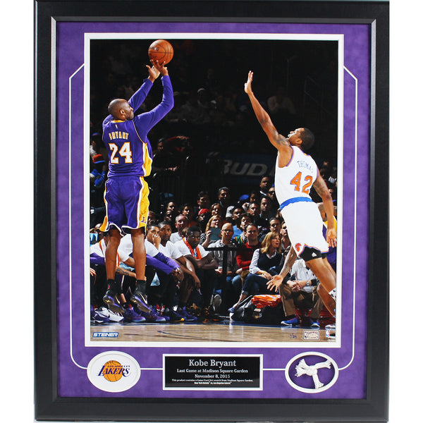 Kobe Bryant Last Game at MSG 16x20 Photo w/ Piece of Game Used Net Collage (LE/24)(20x24) - Memorabilia - SPORTSCRACK
