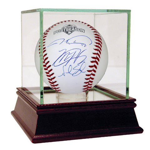 Matt Harvey Jacob deGrom & Noah Syndergaard Triple Signed 2015 MLB Postseason Logo Baseball - Memorabilia - SPORTSCRACK