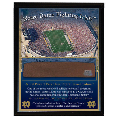 Notre Dame Game Used Bench Slab 8x10 Plaque w/Stadium Image - Memorabilia - SPORTSCRACK