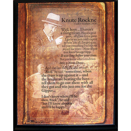 Knute Rockne Speech 8x10 Plaque
