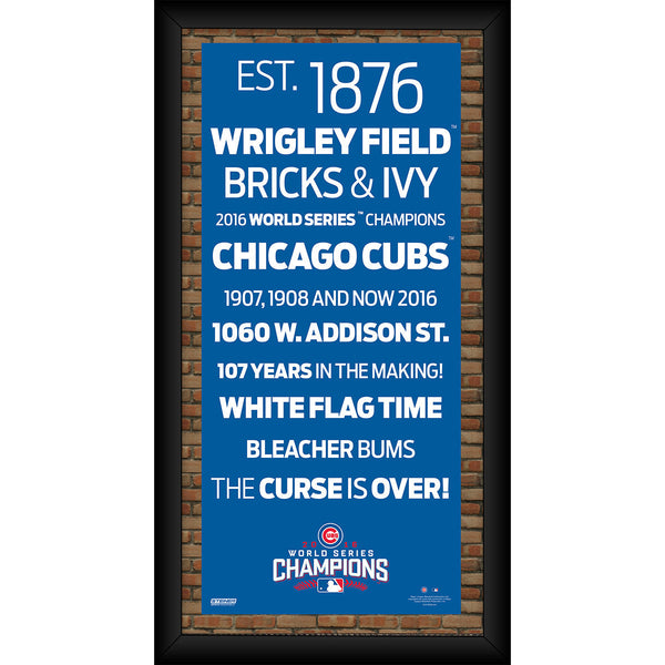 Chicago Cubs 2016 World Series Champions Framed 10x20 Subway Sign