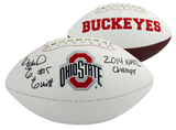 Ezekiel Elliott Signed Ohio State Buckeyes Embroidered Logo Football With "2014 Natl Champs" Inscription