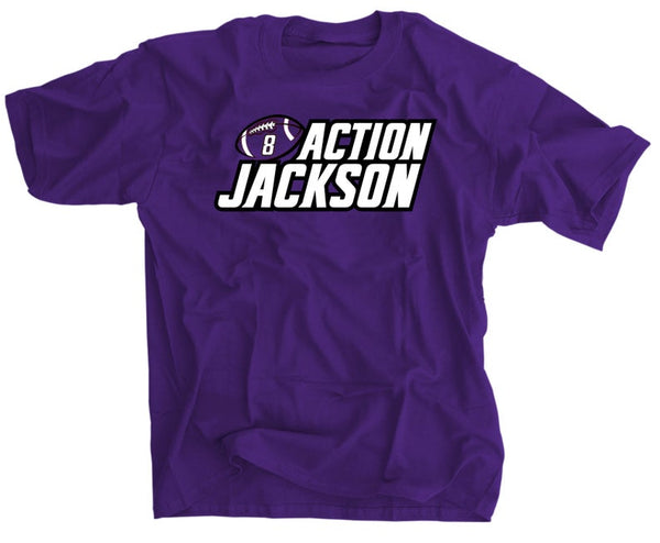 Lamar Jackson Action Jackson Baltimore Ravens Football Shirt