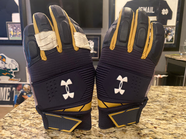 Notre Dame Football Game Used Gloves Under Armour Combat