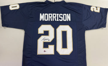 Benjamin Morrison Signed Notre Dame Blue Custom #20 Jersey