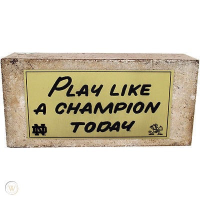 Notre Dame Game Used Play Like a Champion Today Stadium Brick