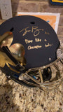 Ian Book Notre Dame Signed Authentic Fanatics Exclusive Schutt Tradition Replica Helmet with "PLAY LIKE A CHAMPION TODAY" Inscription