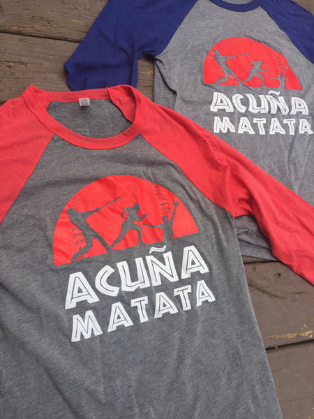 Acuña Matata Tri-Blend Raglan 3/4-Sleeve T-Shirt – Heathered Gray/Red