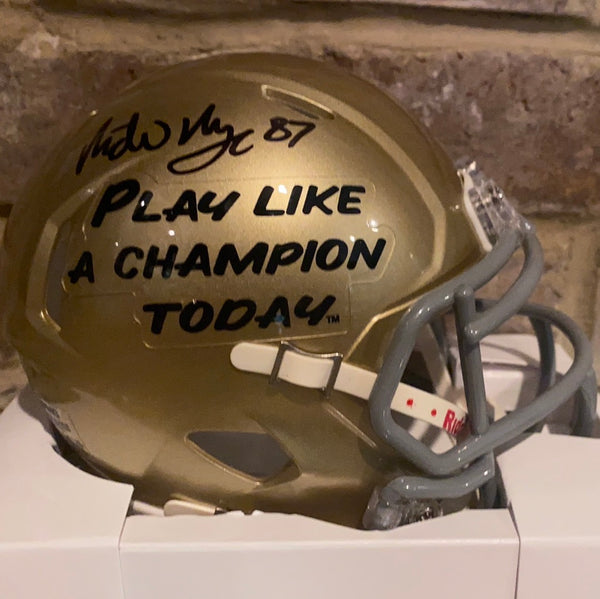 Michael Mayer Signed Notre Dame Play Like a Champion Today Speed Mini Helmet