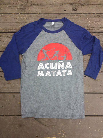 Acuña Matata Tri-Blend Raglan 3/4-Sleeve T-Shirt – Heathered Gray/Navy