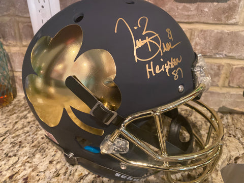 Tim Brown Signed Notre Dame Matte Blue Exclusive Schutt Tradition Full Size Replica Helmet with "Heisman '87" Inscription