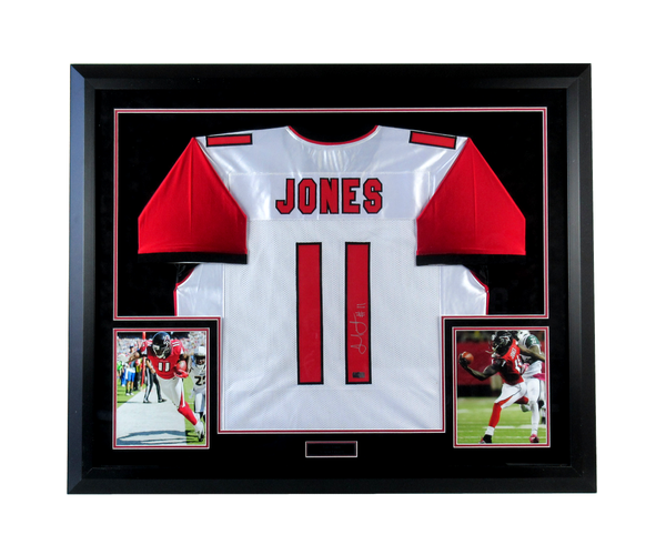 Julio Jones Signed Atlanta Falcons Framed White Custom Road Jersey - Memorabilia - SPORTSCRACK - 1