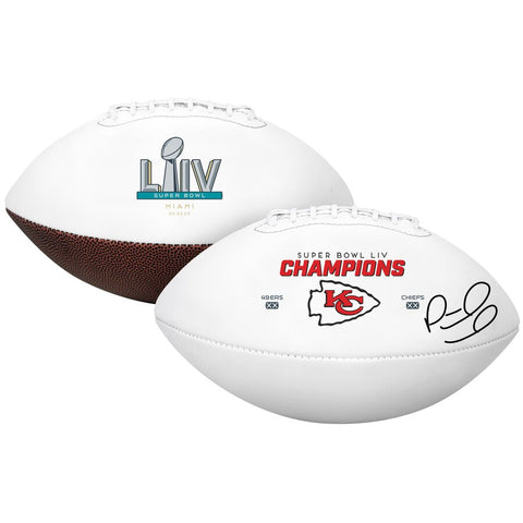 Patrick Mahomes Kansas City Chiefs Super Bowl LIV Champions Autographed Super Bowl LIV Champions White Panel Football