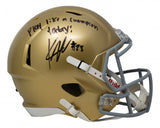 Kyren Williams Signed Notre Dame Fighting Irish Full-Size Riddell Speed Helmet Inscribed "Play Like A Champion Today!"