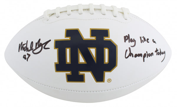 Michael Mayer Signed Notre Dame Full Size Football with Play Like a Champion Today Inscription