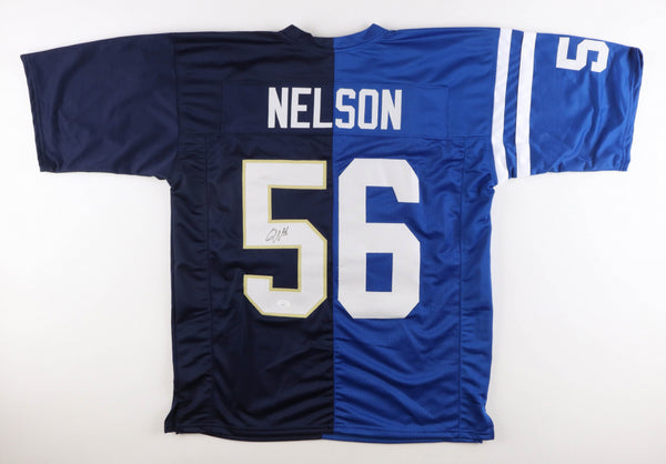 Quenton Nelson Autographed Notre Dame and Colts Football Blue/Blue Custom #56 Jersey