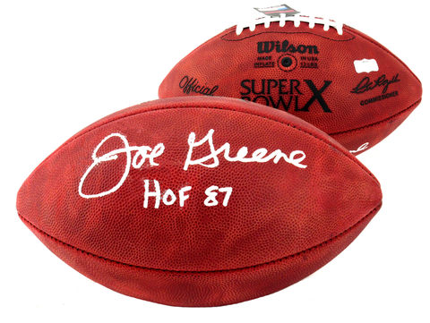 Joe Greene Signed Wilson Authentic Super Bowl 10 NFL Football With "HOF 87" Inscription - Pittsburgh Steelers