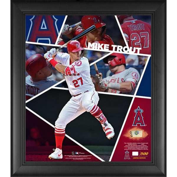 Mike Trout Los Angeles Angels Fanatics Authentic Framed 15" x 17" Impact Player Collage with a Piece of Game-Used Baseball - Limited Edition of 500