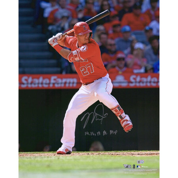 Mike Trout Los Angeles Angels Fanatics Authentic Autographed 16" x 20" Hitting Photograph with "14-16-19 MVP" Inscription