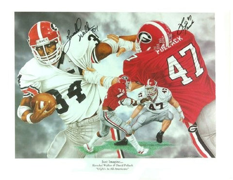 Herschel Walker & David Pollack Autographed/Signed Georgia Bulldogs NCAA 16x20 Print