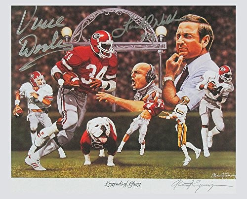 Herschel Walker & Vince Dooley Autographed/Signed Georgia Bulldogs 8x12 NCAA Print "Legends Of Glory"