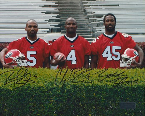 Champ, Boss, & Ronald Bailey Autographed/Signed Georgia Bulldogs 11x14 NCAA Photo “Behind the Hedges”