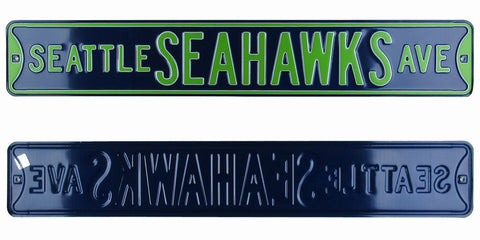 Seattle Seahawks Ave Licensed Authentic Steel 36x6 Navy & Green NFL Street Sign