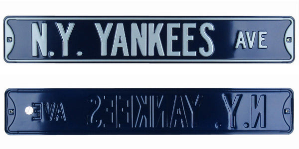 New York Yankees Ave Licensed Authentic Steel 36x6 Blue & White MLB Street Sign