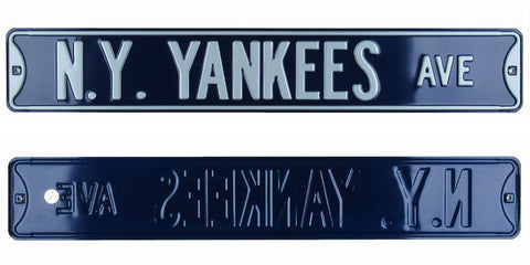New York Yankees Ave Licensed Authentic Steel 36x6 Blue & White MLB Street Sign