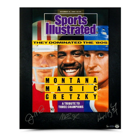 Joe Montana, Magic Johnson, & Wayne Gretzky Autographed 80's Dominance 20 x 24 - Upper Deck
