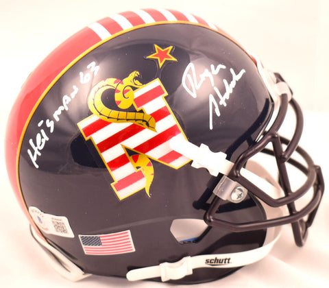 Roger Staubach Signed Navy Midshipmen Don't Tread on Me Mini Helmet with Heisman 63 Inscription