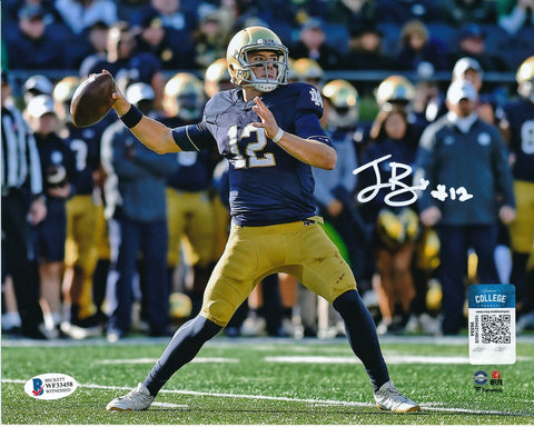 Ian Book Notre Dame Signed/Autographed 8x10 Throwing Photo
