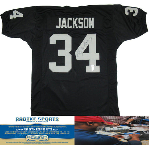 Bo Jackson Autographed/Signed Oakland Raiders Black Custom Deluxe Jersey