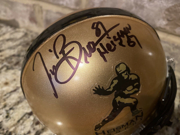 Tim Brown Signed Heisman Trophy Mini Helmet With "Heisman 87" Inscription and custom Heisman Visor