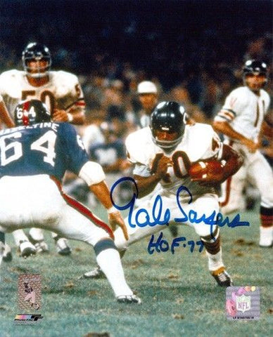 Gale Sayers Autographed/Signed Chicago Bears 8x10 NFL Action Shot Photo "HOF 77"