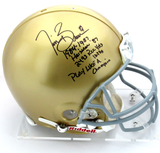 Tim Brown Signed Notre Dame Fighting Irish Riddell Authentic NCAA Helmet With Career Statistics Inscription
