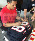 Tony Gonzalez Signed Atlanta Falcons Framed Black Embroidered Stat Custom Jersey