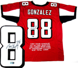 Tony Gonzalez Signed Atlanta Falcons Red Embroidered Stat Custom Jersey